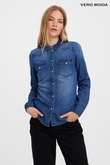 VERO MODA Blue Slim Denim Shirt (N49531) | AED211