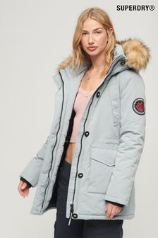 Niebieski - Parka Superdry Everest z kapturem ze sztucznym futerkiem (N49625) | 850 zł