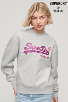 Superdry Grey Embellished Vintage Logo Crew Sweatshirt (N49635) | SGD 97