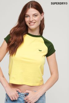 צהוב - חולצת טי של Superdry מכותנה אורגנית עם לוגו Essential קטן (N49659) | ‏91 ‏₪