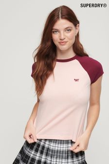 Superdry Pink Small Organic Cotton Essential Logo T-Shirt (N49660) | kr293