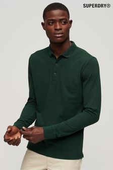 Зеленый - Superdry рубашка поло из хлопка пике с длинными рукавами (N49662) | €68