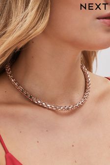 Rožnatozlata - Svetleča kratka ogrlica s cevkami (N4M936) | €9