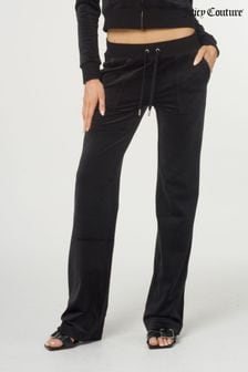 Juicy Couture Classic Velour Mid Rise Pocketed Black Trackpants (N50222) | €134