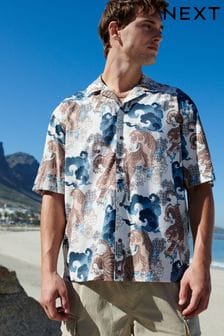 Crudo - Camisa estampada de manga corta con cuello cubano (N50372) | 40 €