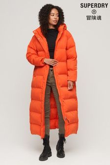 Оранжевый - Дутая куртка Superdry макси с капюшоном (N50373) | €119