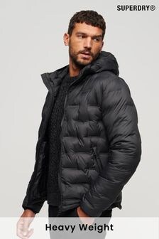 Superdry Black Short Quilted Puffer Hooded Jacket (N50395) | $206