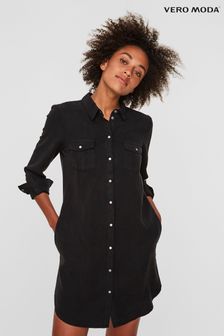 Schwarz - Vero Moda Leichtes Hemdkleid aus Denim (N50417) | 70 €