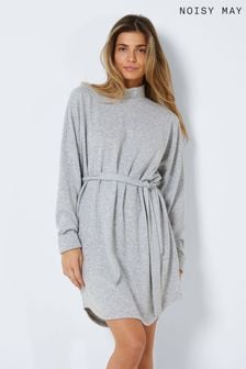 NOISY MAY Grey High Neck Jumper Dress With Tie Waist (N50475) | €34