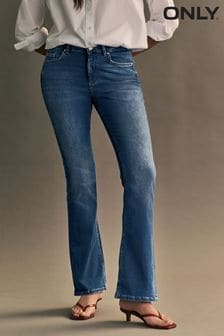 ONLY Blue Mid Rise Stretch Flare Blush Jeans (N50479) | $56