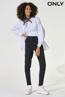 ONLY Black Tie Waist Stretch Tapered Trousers (N50496) | ₪ 176