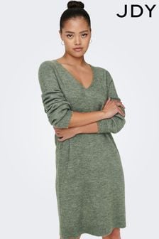 Zelena - Pletena obleka pulover z V-izrezom Jdy (N50500) | €43