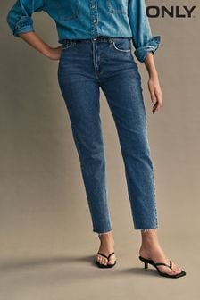 ONLY Blue High Waisted Straight Leg Emily Jeans (N50529) | 255 SAR