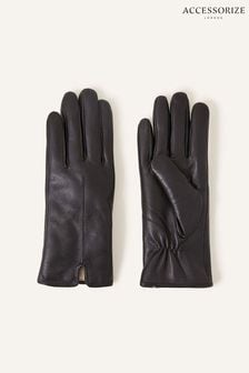 Accessorize Faux Fur-Lined Leather Gloves