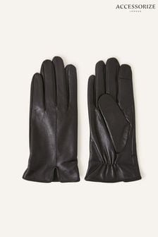 Accessorize Black Touch Screen Leather Gloves (N50788) | SGD 43