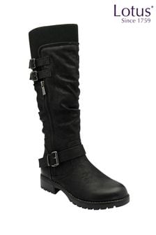 Lotus Black Knee High Boots (N50830) | 371 QAR