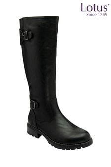 Lotus Black Knee High Boots (N50842) | $119
