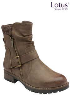Lotus Natural Zip-Up Mid-Calf Boots (N50843) | 322 QAR