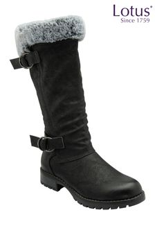 Lotus Black Knee High Boots (N50853) | 396 QAR