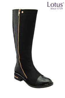 Lotus Black Knee High Boots (N50860) | ₪ 377