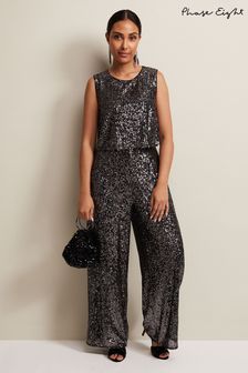 Phase Eight Grey Petite Aubrey Sequin Wide Leg Jumpsuit (N51130) | €64