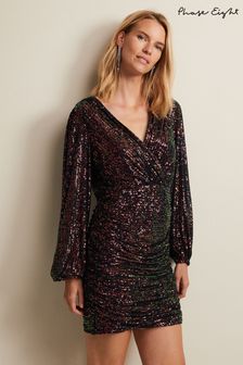 Phase Eight Purple Ruby Sequin Ruched Mini Dress (N51144) | €79