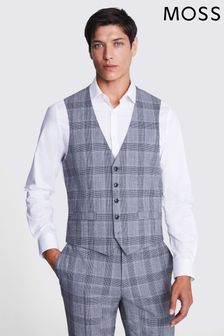 MOSS Tailored Fit Grey Check Waistcoat (N51179) | 544 QAR