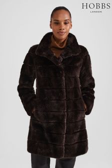 Hobbs Ros Chocolate Faux Fur Coat (N51251) | €279