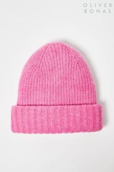 Roz - Oliver Bonas Pink Rib Knitted Beanie Hat (N51606) | 131 LEI