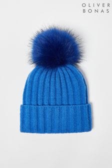 Oliver Bonas Cobalt Blue Ribbed Knitted Beanie Hat (N51608) | AED66