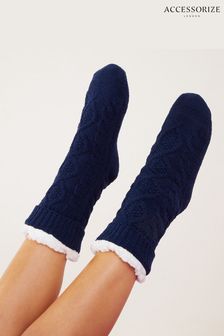 Accessorize Blue Cable Slipper Socks (N51659) | €19