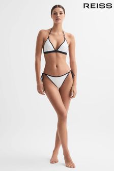 Reiss White/Navy Rutha Side Tie Contrast Trim Bikini Bottoms (N51666) | 74 €