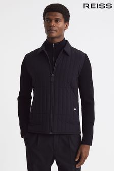Reiss Tosca Hybrid Knit and Quilt Jacket