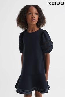 Reiss Navy Clea Teen Jersey Puff Sleeve Mini Dress (N51671) | €84