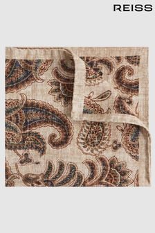 Reiss Oatmeal Melange/Navy Faenza Cotton-Wool Paisley Pocket Square (N51683) | OMR29