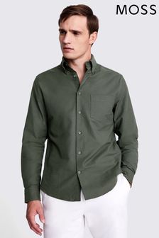MOSS Light Green Washed Oxford Shirt (N51715) | OMR18