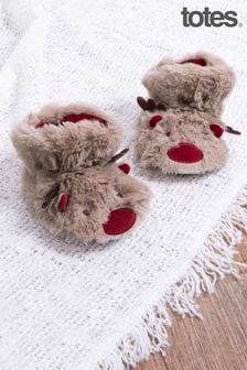 Brown & Red - Totes Novelty Bootie Childrens Slippers (N51798) | kr220