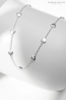 Simply Silver Sterling Silver Tone 925 Polished Heart Station Necklace (N51808) | €62