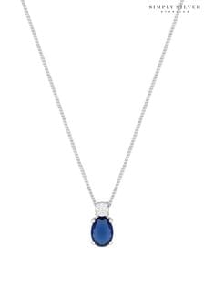 Simply Silver Sterling Silver Tone 925 Mini Sapphire Cubic Zirconia Pendant Necklace (N51813) | ₪ 126