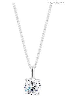 Simply Silver Sterling Silver Tone 925 Cubic Zirconia Pendant Necklace (N51829) | LEI 119