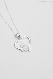 Simply Silver Sterling Silver Tone 925 Paw Print And Heart Pendant Necklace (N51837) | SGD 68
