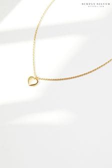 Simply Silver Gold Chrome Sterling Silver 925 Polished Heart Station Necklace (N51840) | €93