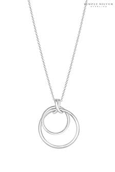 Simply Silver Sterling Silver Tone 925 Polished Round Double Pendant Necklace (N51845) | €86