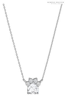 Simply Silver 925 Sterling Silver Cubic Zirconia Paw Print Pendant Necklace (N51865) | €37
