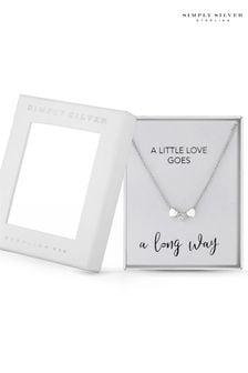 Simply Silver Sterling Silver Tone 925 White Cubic Zirconia Triple Heart Short Pendant Necklace - Gift Boxed (N51881) | kr480