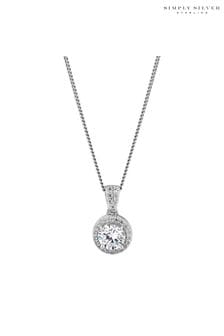 Simply Silver Sterling Silver Tone 925 White Cubic Zirconia Clara Short Pendant Necklace (N51885) | 148 QAR