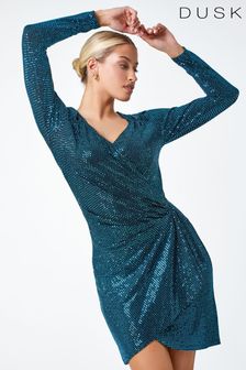 Dusk Blue Sparkle Embellished Wrap Dress (N51928) | €77