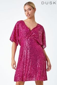 Dusk Pink Sequin Embellished Wrap Dress (N51960) | €83