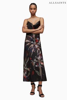 AllSaints Hadley Black Tippi Dress (N51999) | 688 QAR