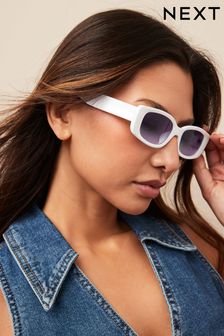 White Slim Rectangle Sunglasses (N52019) | $17
